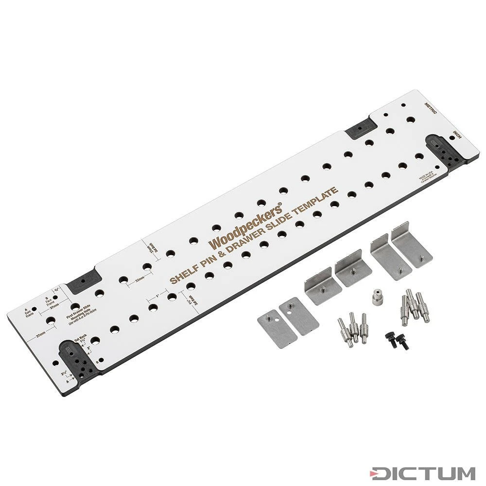 Gabarit De Perçage En Ligne Woodpeckers, Avec Foret Auto-centreur P. Charnières -Outils Serie Boutique